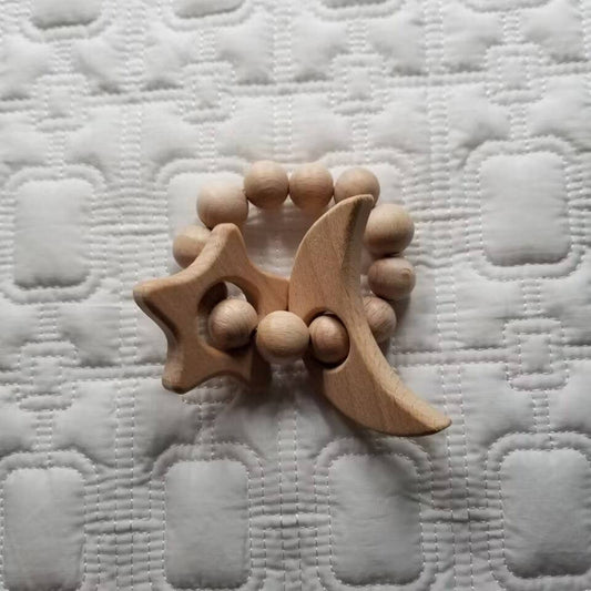 Wood Star & Moon Baby Teether