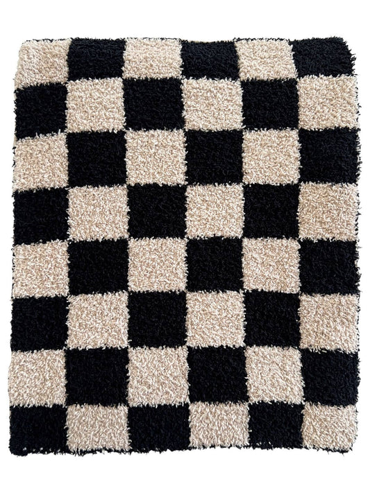 Phufy® Bliss Checkerboard Blanket in Black/Cocoa