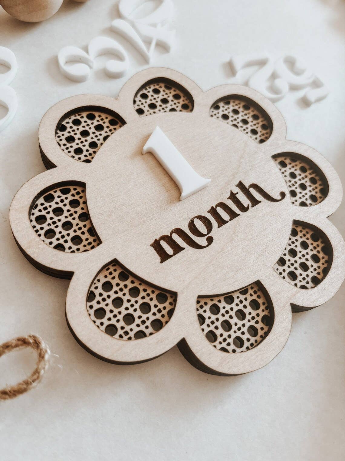 Interchangeable Rattan Monthly Milestone Sign