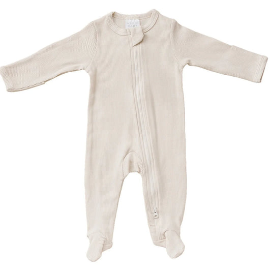 Organic Cotton Ribbed Sleeper in Vanilla