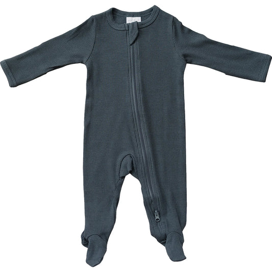 Organic Cotton Ribbed Sleeper in Charcoal