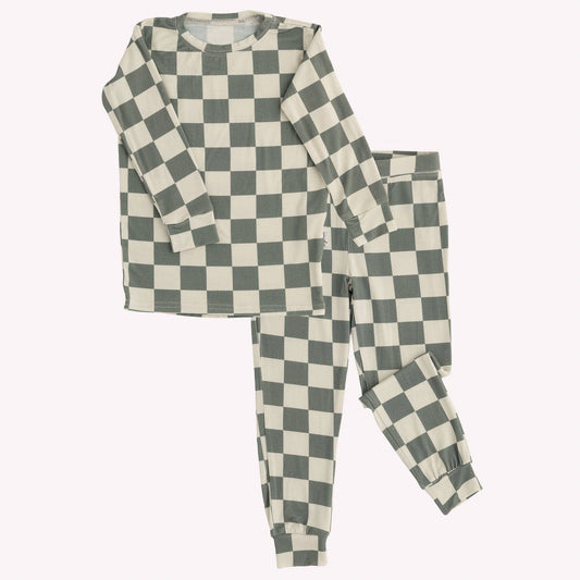 2 Piece Bamboo Sets - Vintage Basil Checks