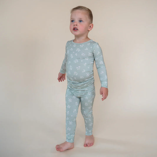 Sage Flowers Two Piece Pajamas