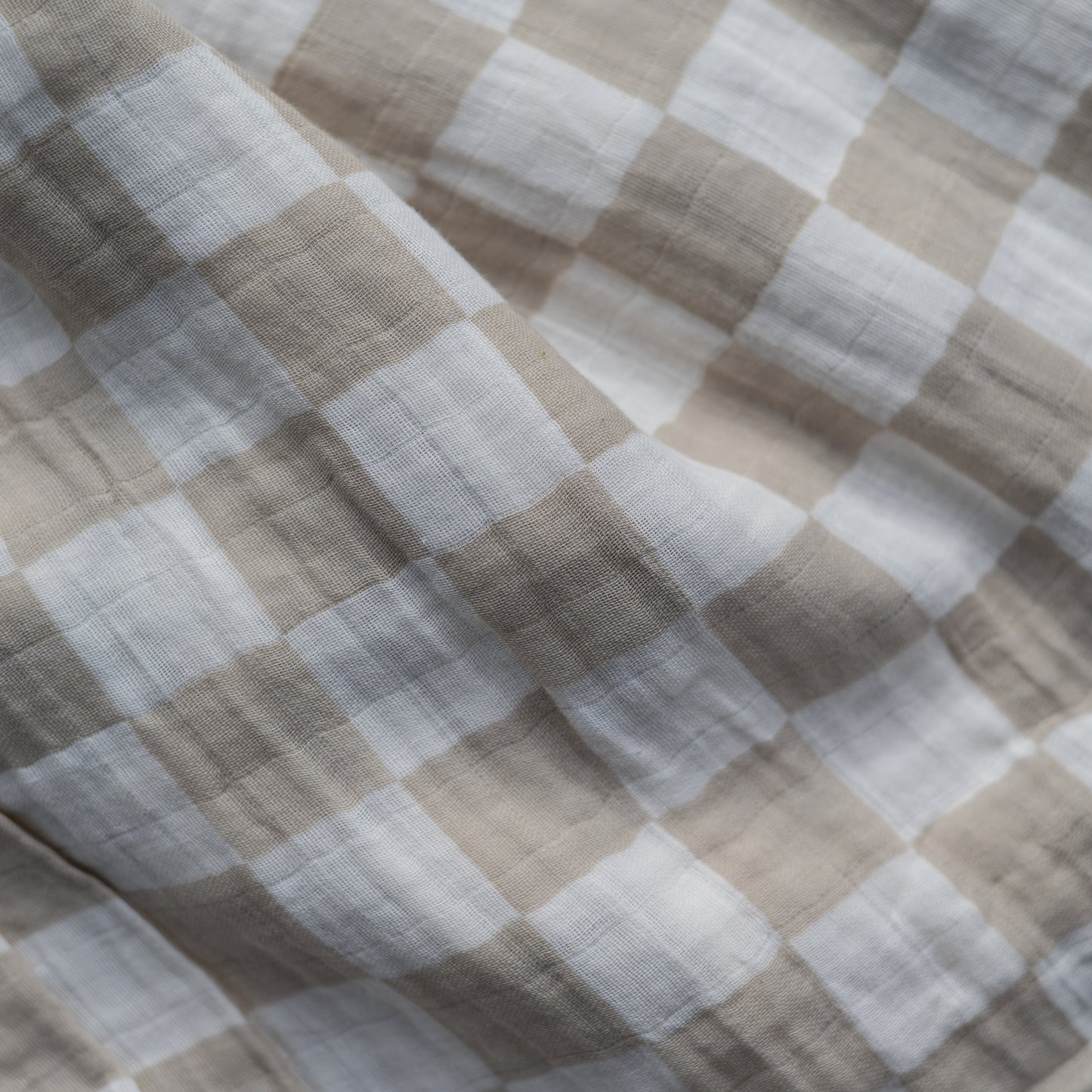 Tan Checkered Muslin Swaddle Blanket