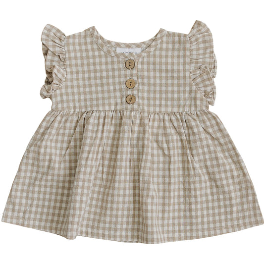 Gingham Ruffle Linen Dress