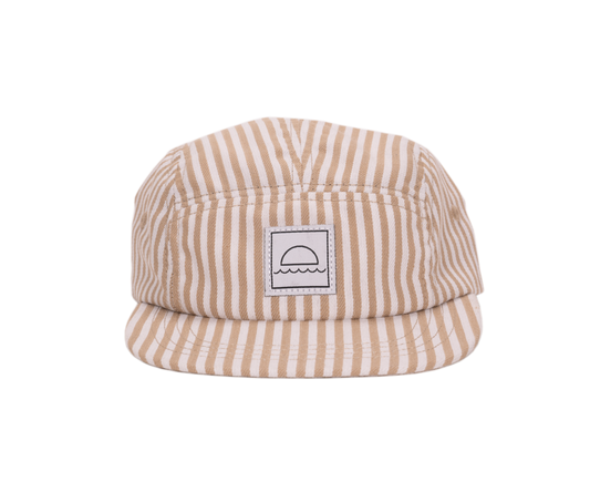 Cotton Five-Panel cap in Linen Stripe