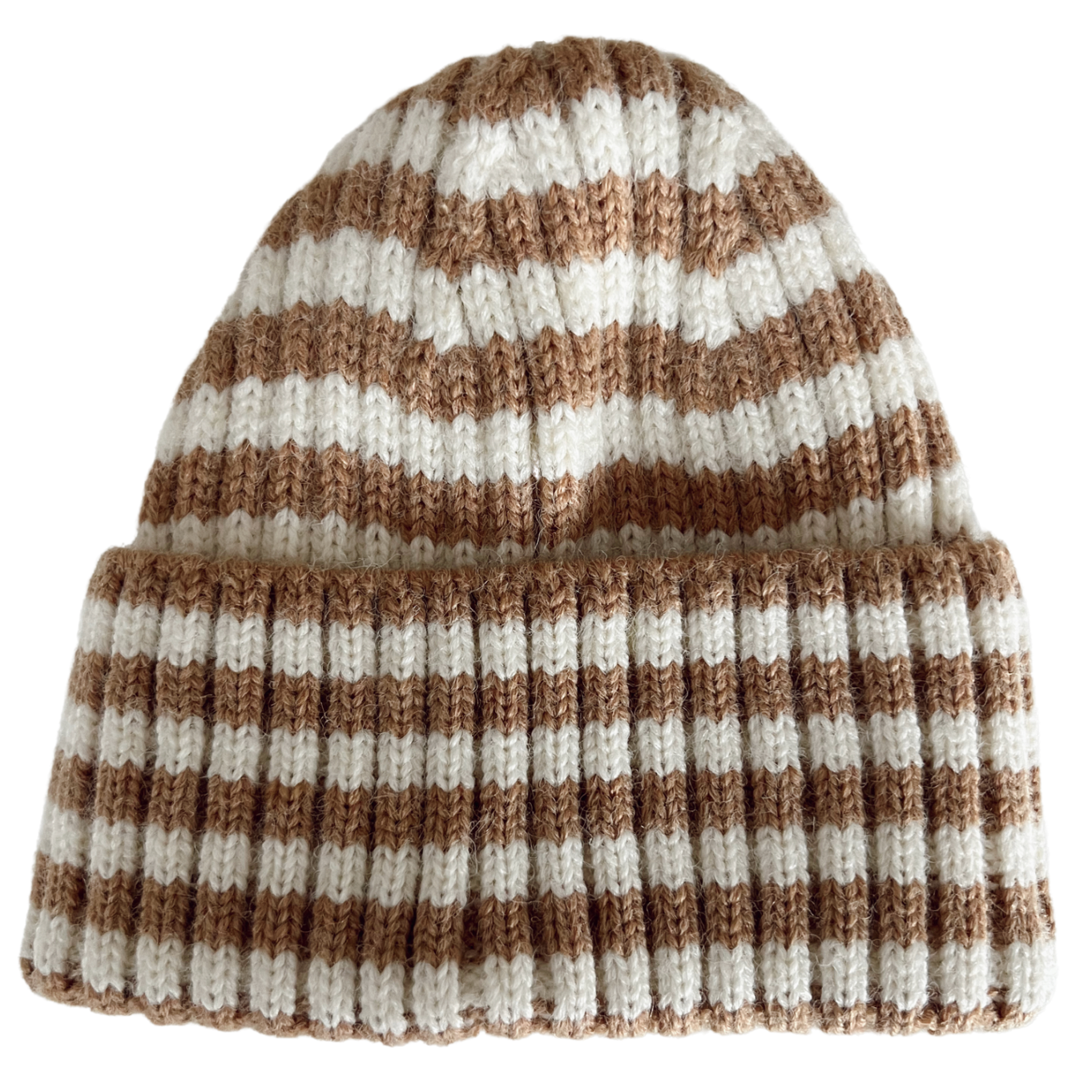 Rib Knit Hat in Rust Stripe