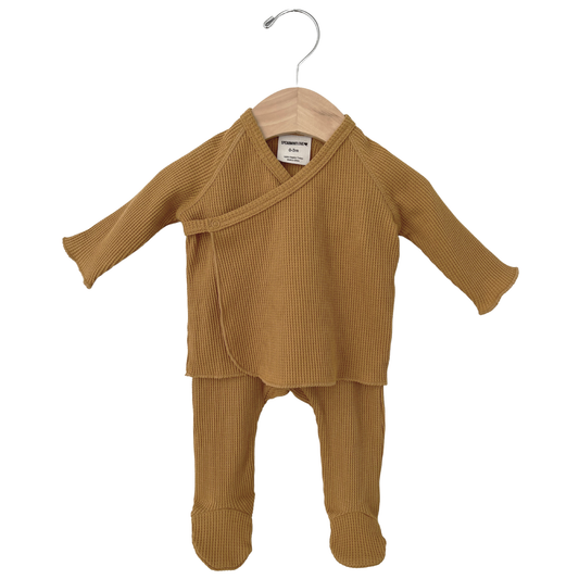 Organic Waffle Kimono & Pant Set in Honey